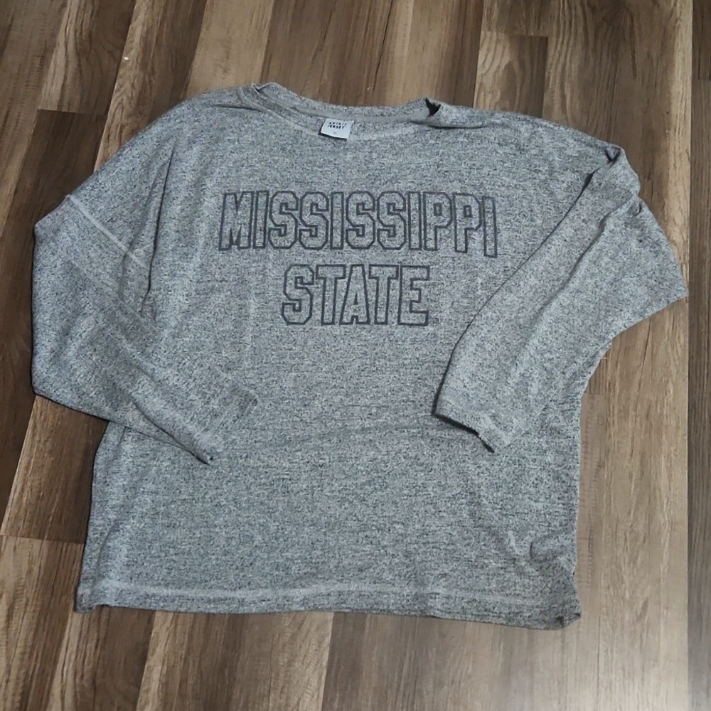 MISSISSIPPI State Gray Longsleeve Thin Sweatshirt Size XL Football Season